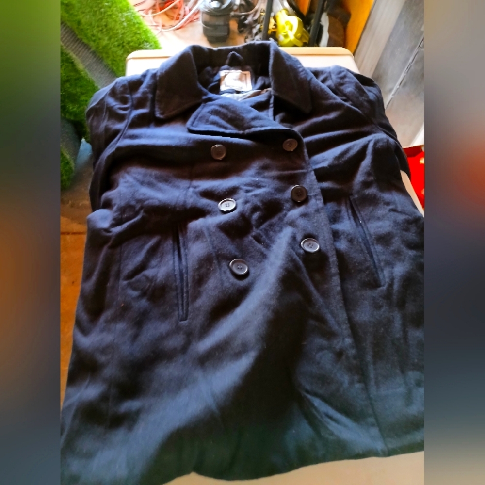 Womans Blue Navy Pea Coat Jacket Excelled Collection Size Large